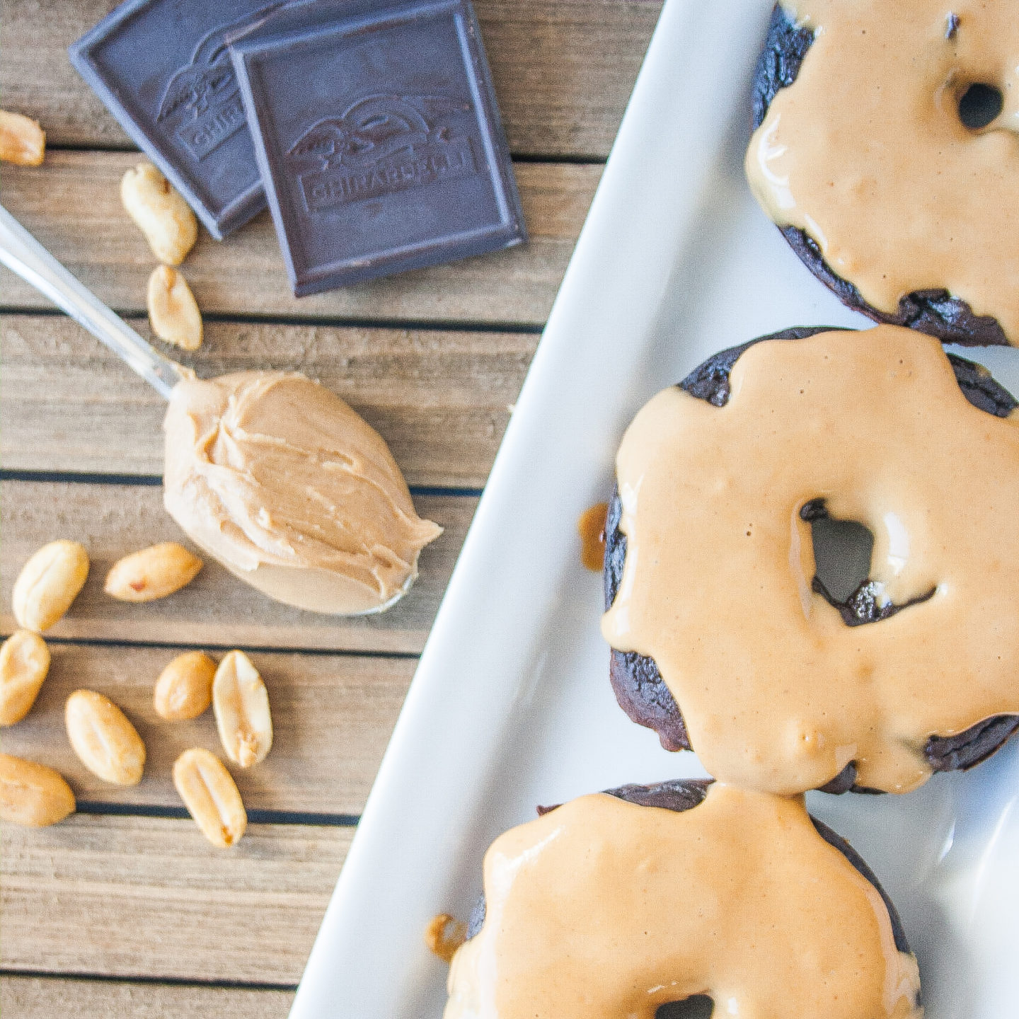 Peanut Butter Frosted Chocolate Protein Donuts